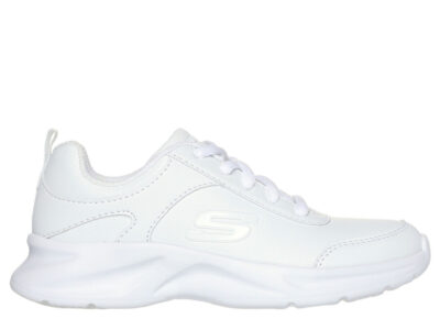 Zapatillas Escolar Skechers Niña Dynamatic Blanca Cordones